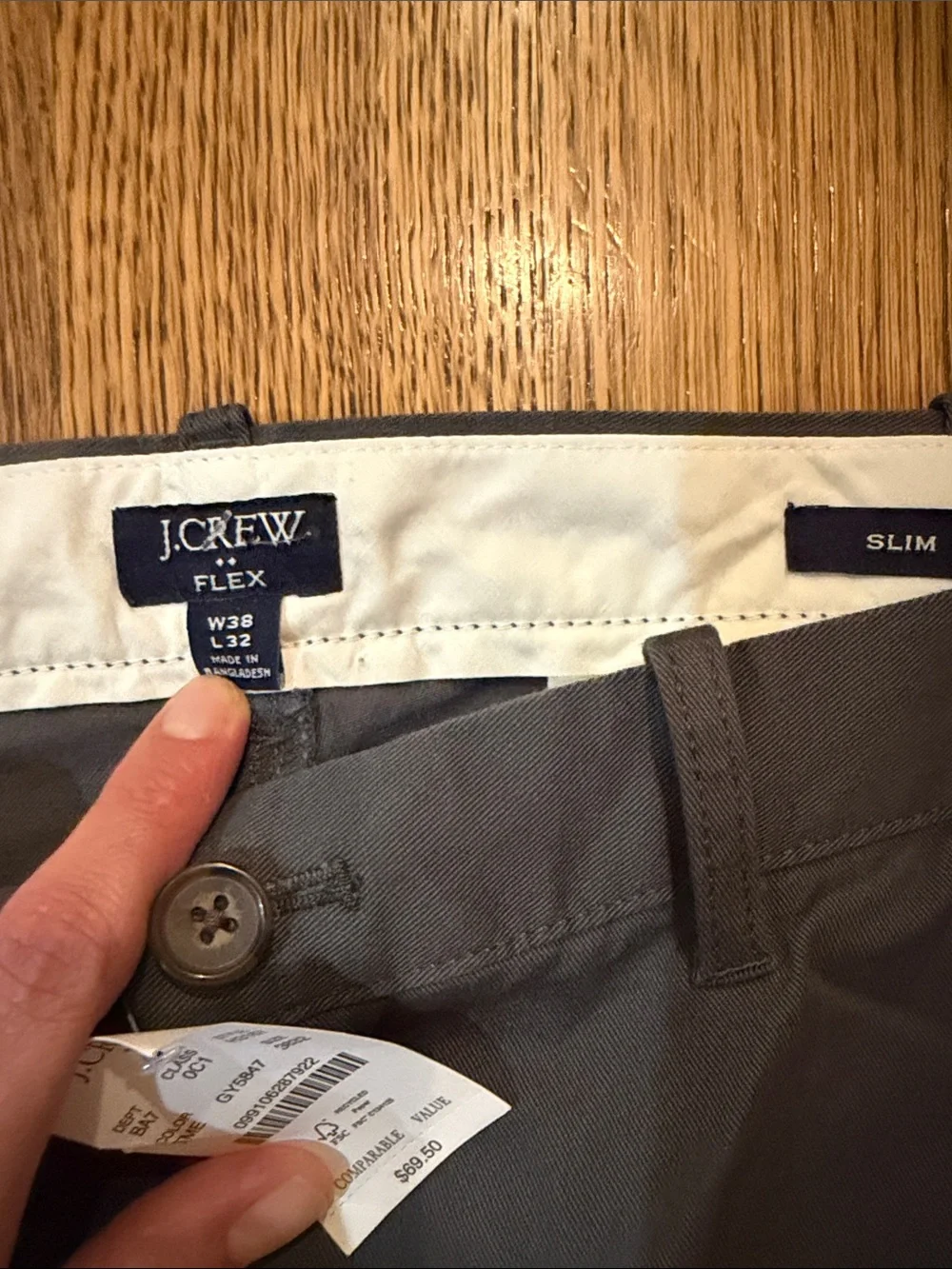 J. Crew Men's Gray Chino Pants - Straight Fit slim cotton